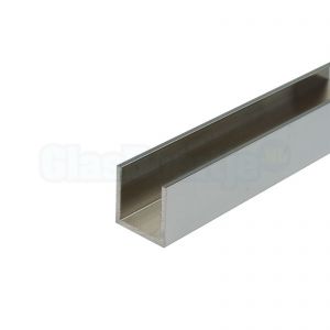 Aluminium U-profiel 20x20x20 mm, glans chroom, wanddikte 2 mm