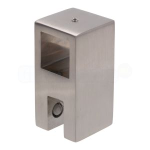 CBM RVS glas montageblokje 180 graden voor stabilisatiestang 20x20 mm, open achterkant, geborsteld RVS (3050.8M)