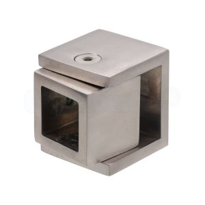 CBM RVS wand montageblokje verstelbaar voor stabilisatiestang 20x20 mm, open achterkant, geborsteld RVS (3050.11M)