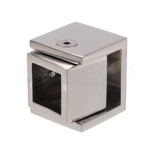 CBM RVS wand montageblokje verstelbaar voor stabilisatiestang 20x20 mm, open achterkant, gepolijst RVS (3050.11B)