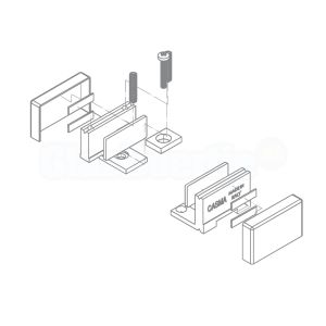 Muurbevestigingsklem 19090, 50x32 mm, geanodiseerd aluminium - explosie
