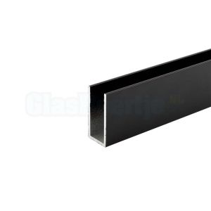 Aluminium U-profiel 25x16x25 mm, matzwart (RAL9005), wanddikte 2 mm