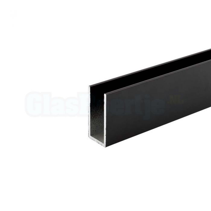 Luchtvaart Meting bijkeuken Aluminium u-profiel 25x16x25 mm, matzwart | GlasBoertje.nl